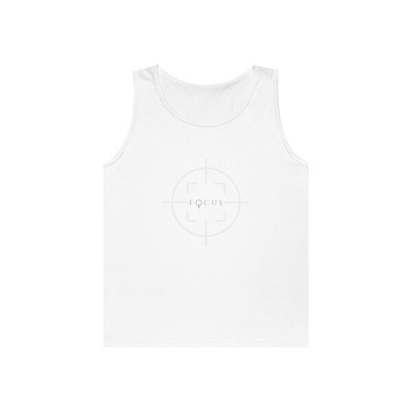 17822351648624323096_2048.jpeg Focus Unisex Heavy Cotton Tank Top, Motivational Sleepwear, Summer Workout Tee, Scalable Design, Gift for Fitness Enthusiasts