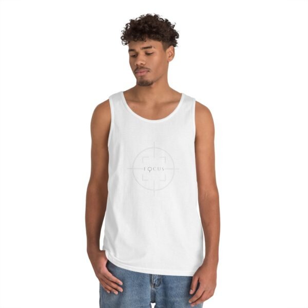 18393680446159400607_2048.jpeg Focus Unisex Heavy Cotton Tank Top, Motivational Sleepwear, Summer Workout Tee, Scalable Design, Gift for Fitness Enthusiasts